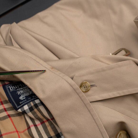 Vintage Burberrys Trench Coat Nova Check Belted Tan Mens L - Picture 14 of 16